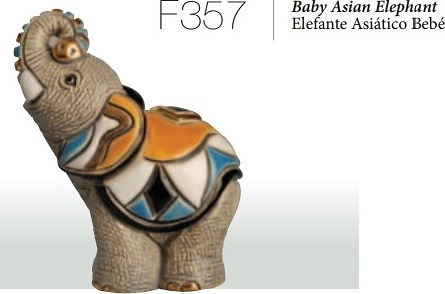 Familia de elefantes asiáticos - DeRosa Rinconada Elefante asiático bebé, F357 