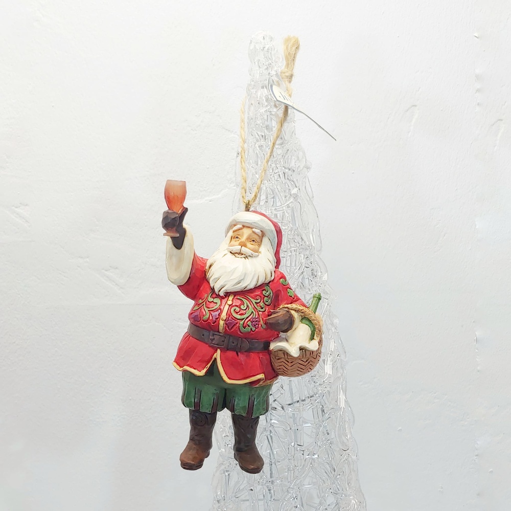 Hängender Weihnachtsschmuck „Santa Raising Wine Glass“ Jim Shore – Weihnachtskollektion von Temasarte 