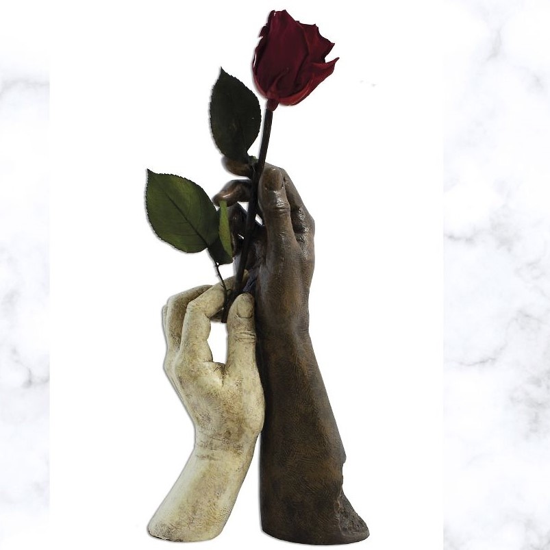Skulptur „Für dich“ aus Elfenbein, Ref. 576M, mit konservierter Rose. De Angeles Anglada 