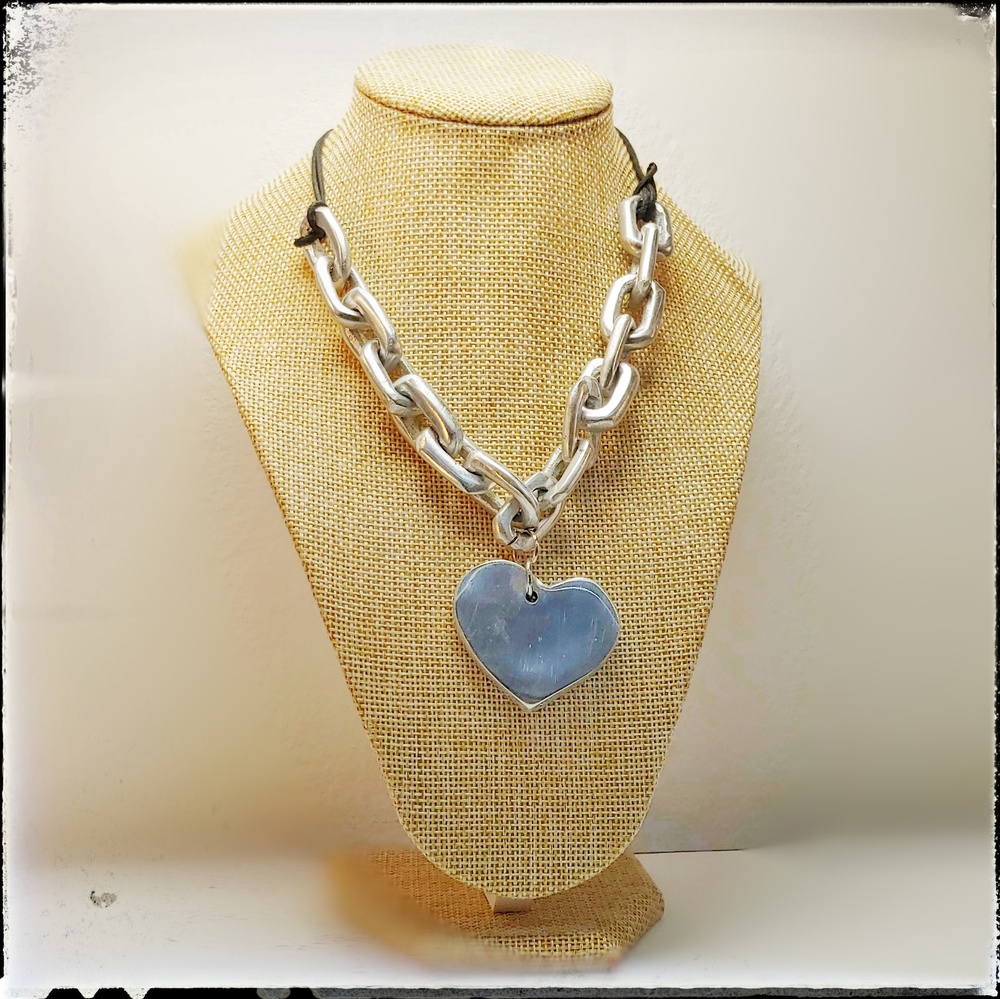 Chain and heart necklace AL02169 - Vestopazzo Aluminum Costume Jewelry 