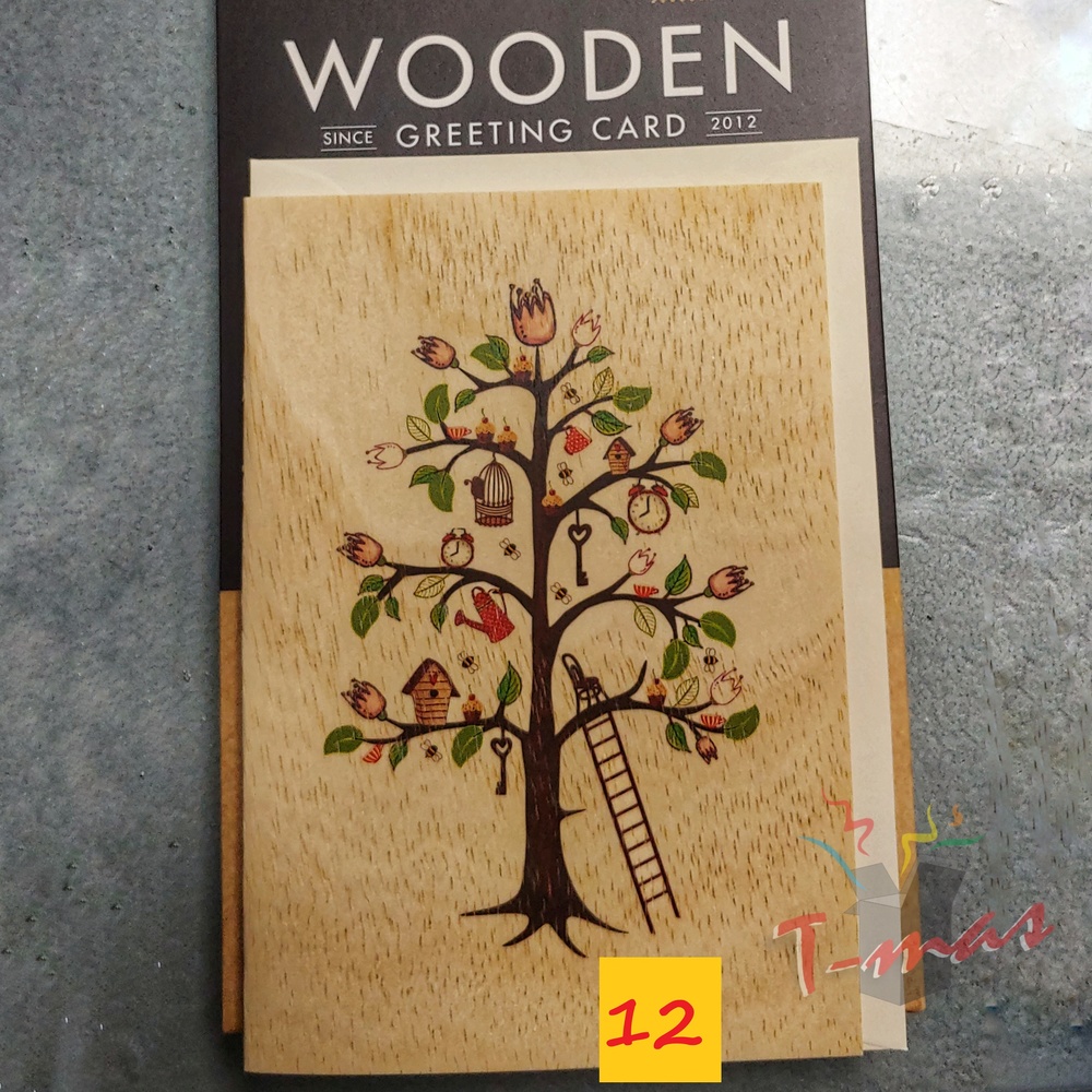 Grußkarte aus Holz - Schreibwaren 