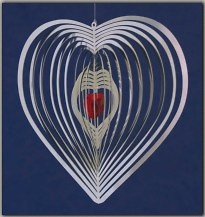 Wind Mobile-Spirale Herz mit Kristall Herz 