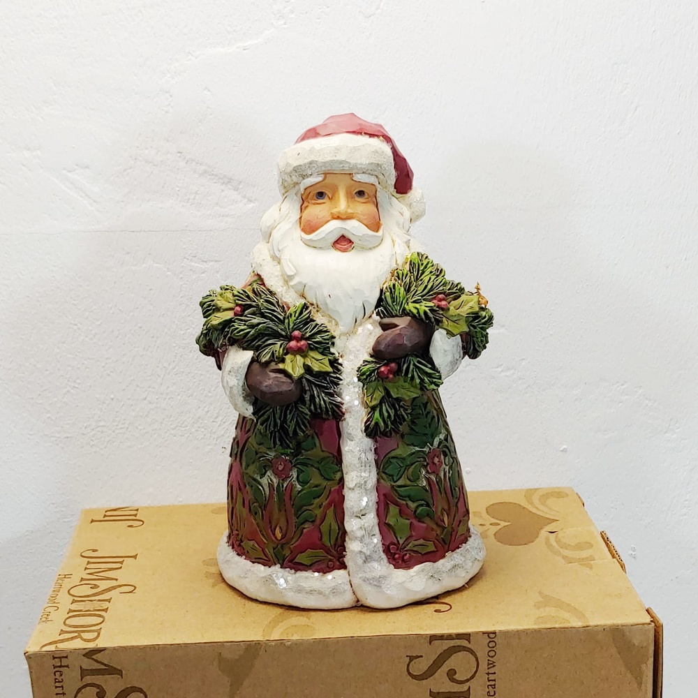 figura de Papá Noel con guirnalda de Jim Shore - Colección Navidad 