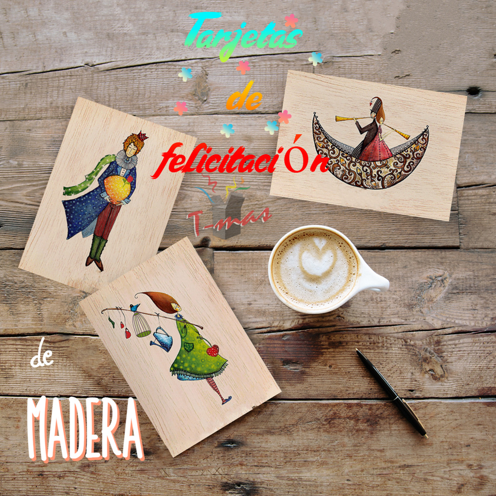 Tarjeta de felicitación de madera - Papelería 