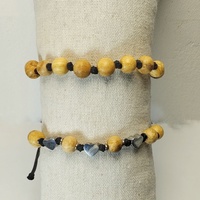 Adjustable Palo Santo and steel bracelet - T-mas Bijou