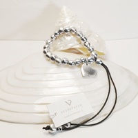 Bracelet "Balls and hanging heart" Aluminum and adjustable cord - Vestopazzo Costume Jewelry.