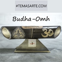 Handmade speaker with carving "Bhuda / Ohm" - Handmade bamboo speakers.