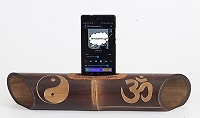 Handmade speaker with carving "Yin yang / Om" - Handmade bamboo speakers.