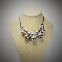 Necklace "Balls of 3 sizes" Aluminum and adjustable cord - Vestopazzo Costume Jewelry.
