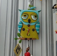 Turquoise Owl Clock with Pendulum 129 - Punctual items